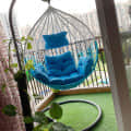 Kyoto Swing Chair With Cushion (White & Sky Blue) - rear_view
