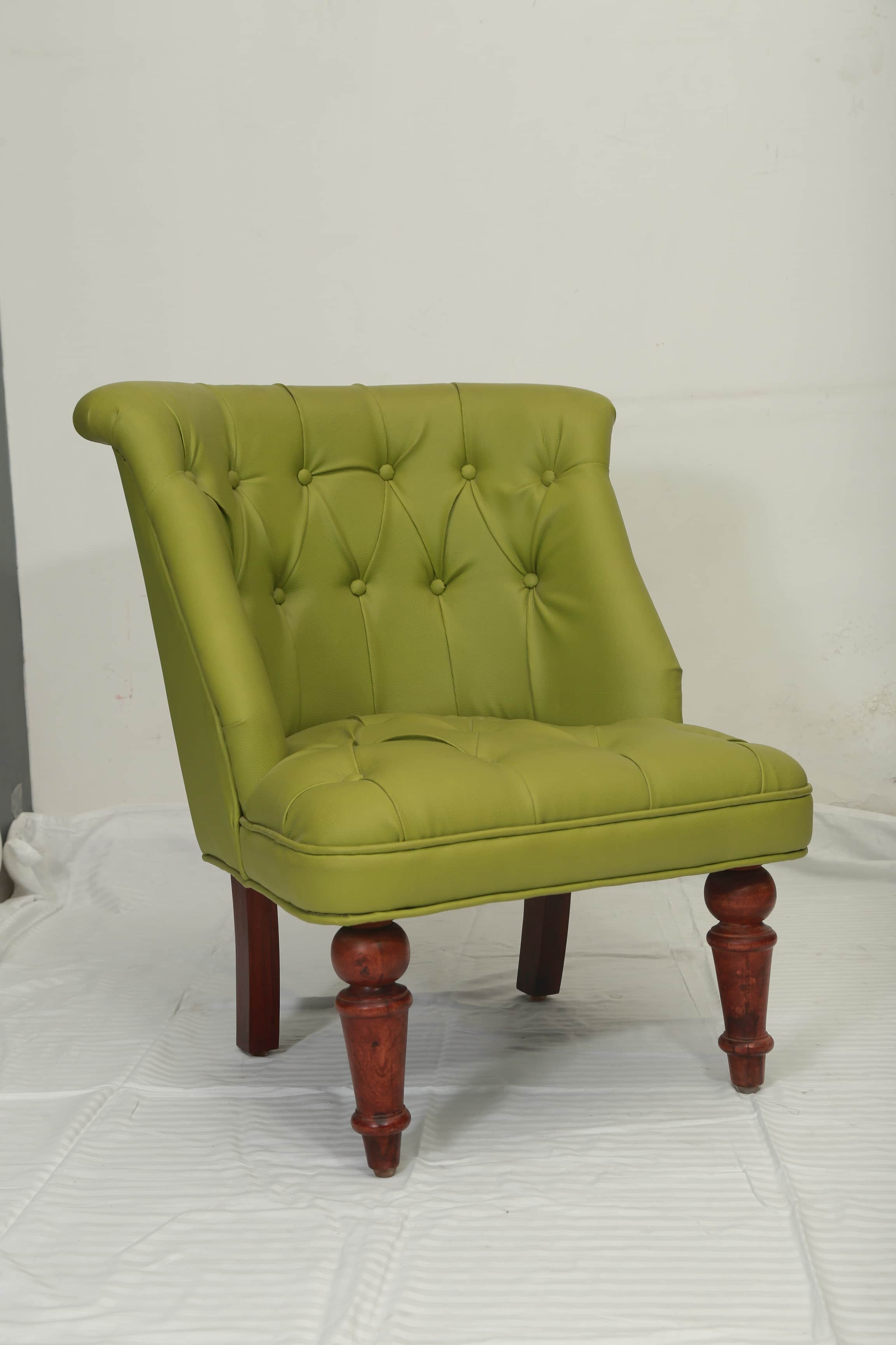 Premium Green Lounge Leatherette Chair - rear_view
