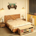 Strip Mango Wood King Size Bed - left_view