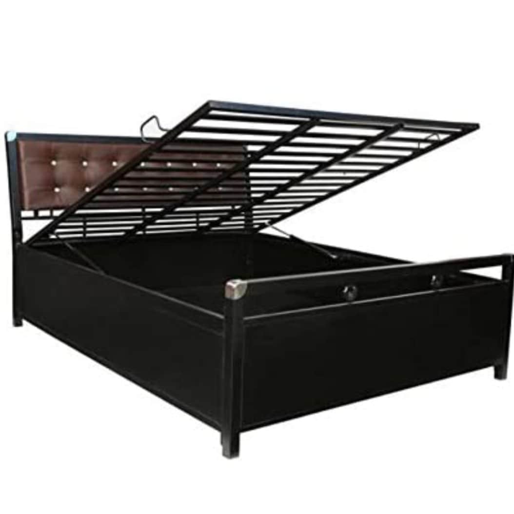 Queen Size Metal Bed With Hydraulic Storage - front_view
