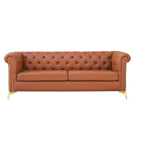 Argo Chesterfield 3+1+1 Leatherette Brown Sofa