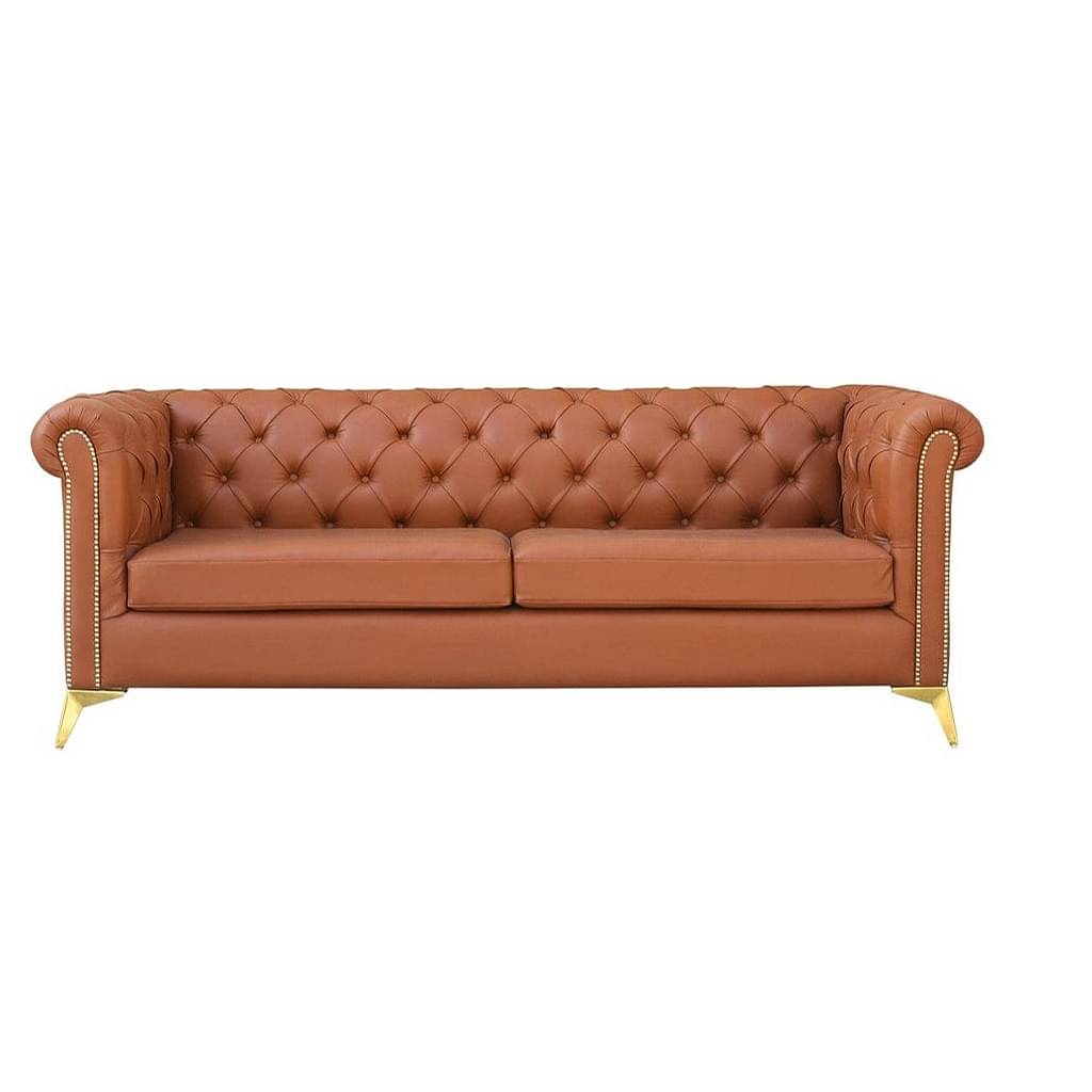 Argo Chesterfield 3+1+1 Leatherette Brown Sofa