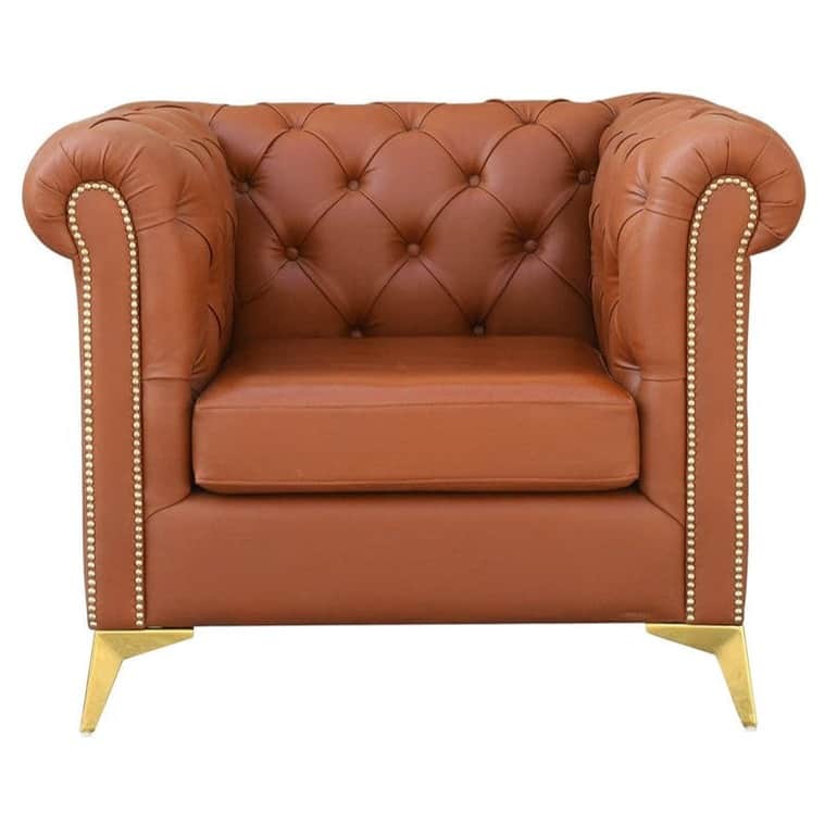 Argo Chesterfield 3+1+1 Leatherette Brown Sofa - top_view