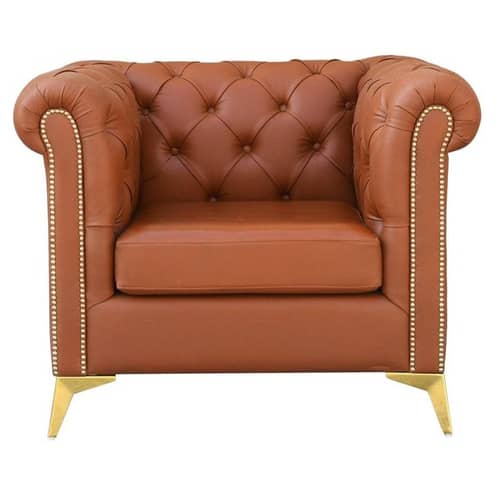 Argo Chesterfield 3+1+1 Leatherette Brown Sofa