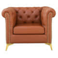 Argo Chesterfield 3+1+1 Leatherette Brown Sofa - top_view