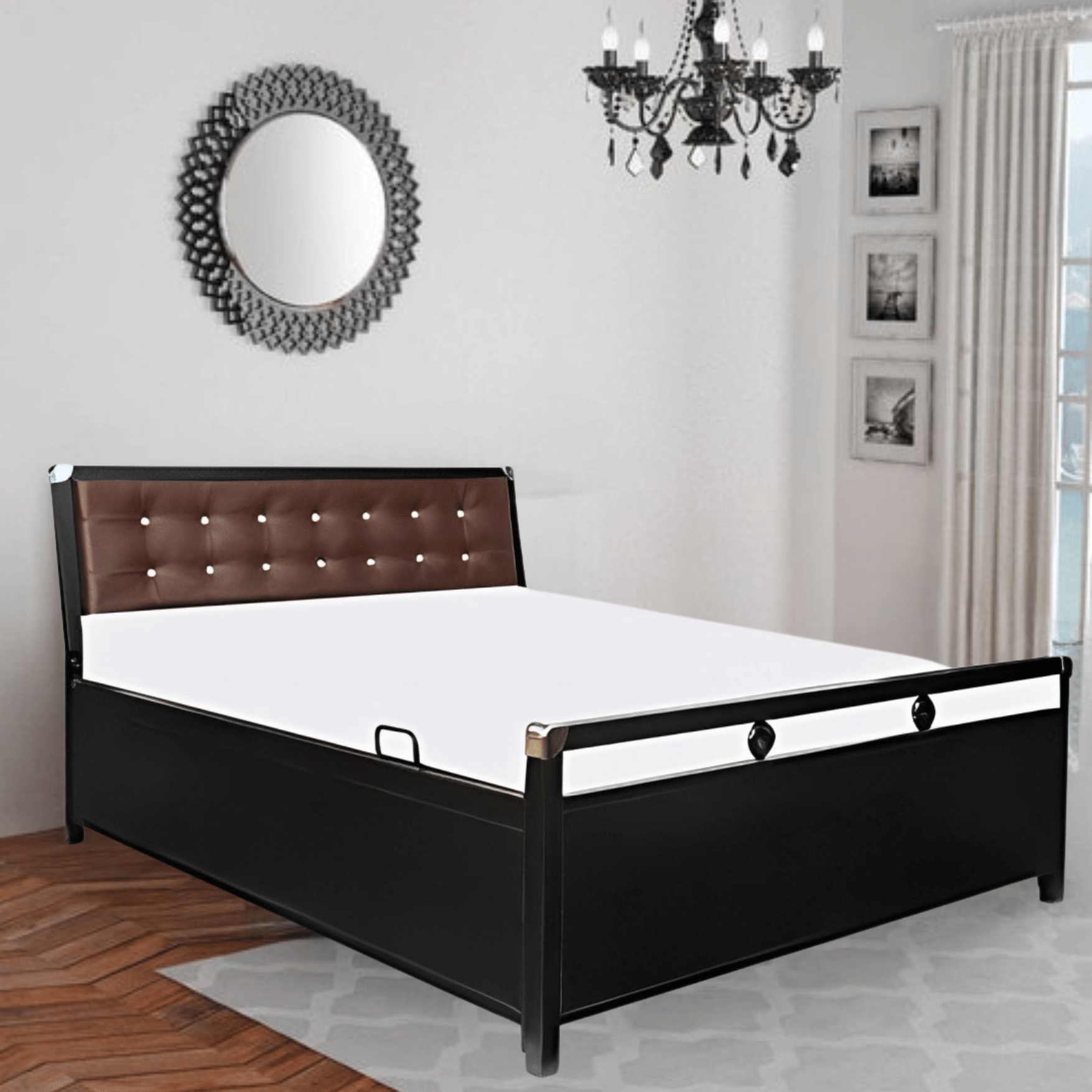 Queen Size Metal Bed With Hydraulic Storage