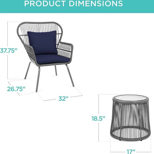 1 Seater Coffee Table Set I Furniture Rope Chair with Cushion
