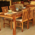 6 Seater Dining Set In Honey Finish - top_view
