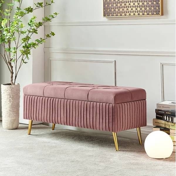 Modern Velvet Storage Bench