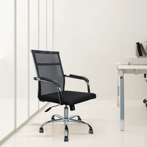 Medium Back Metal Chrome Base Office Chair