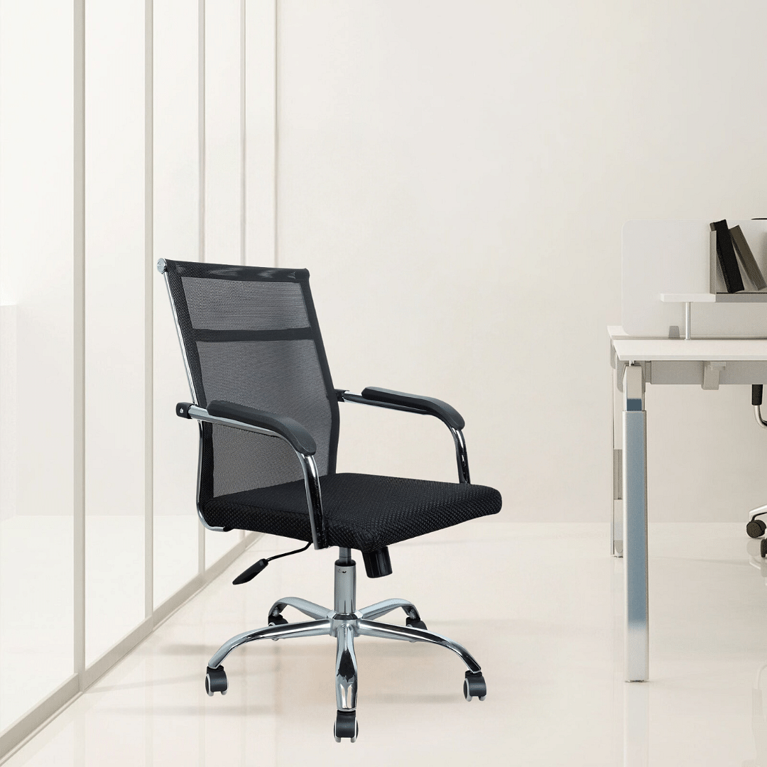 Medium Back Metal Chrome Base Office Chair
