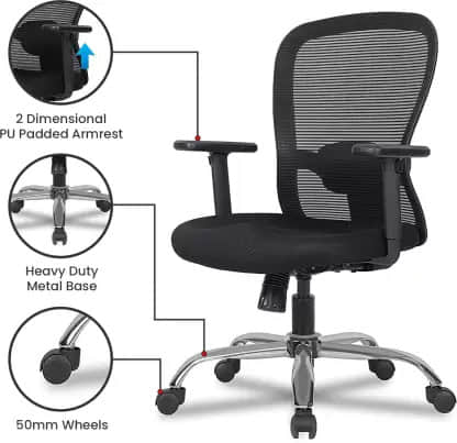 Bendigo Medium Back Revolving Mesh Office Chair - front_view