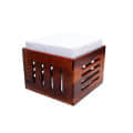 Square Shape Solid Wood Coffee Table with 4 Stools - rear_view