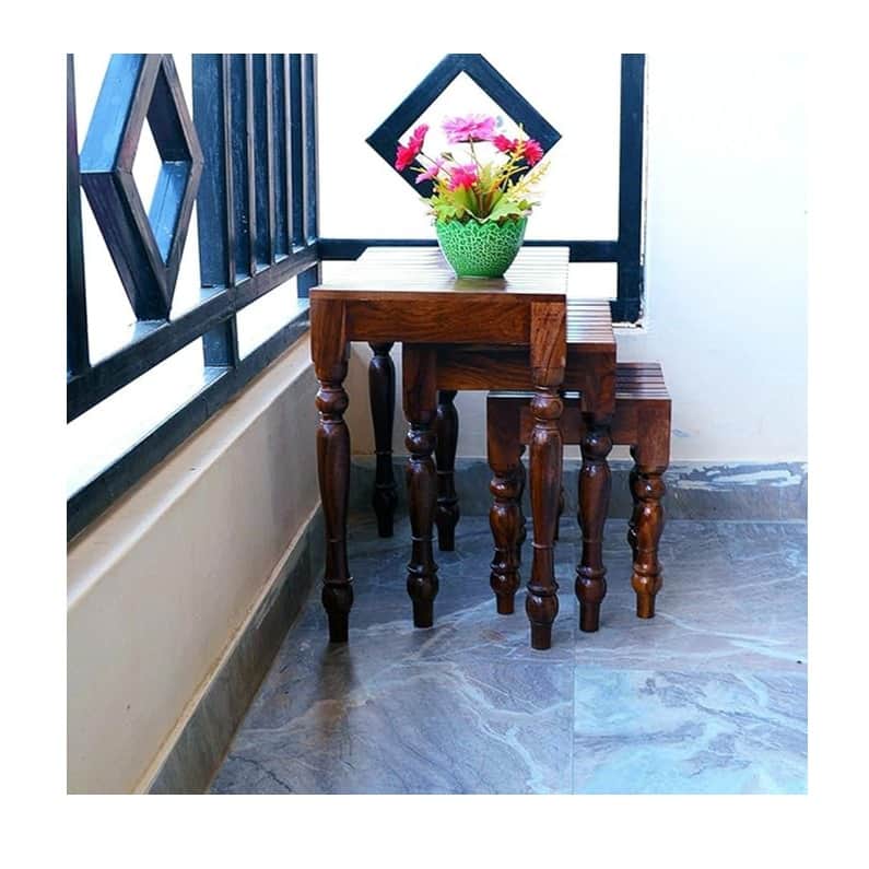 Tauras Solid Sheesham Wood Nesting Table - top_view