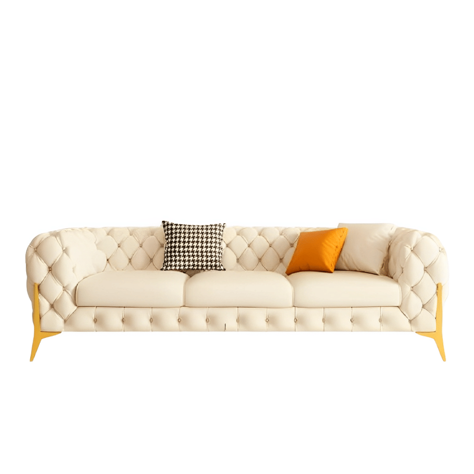 Damask Modern White Fabric Sofa Set