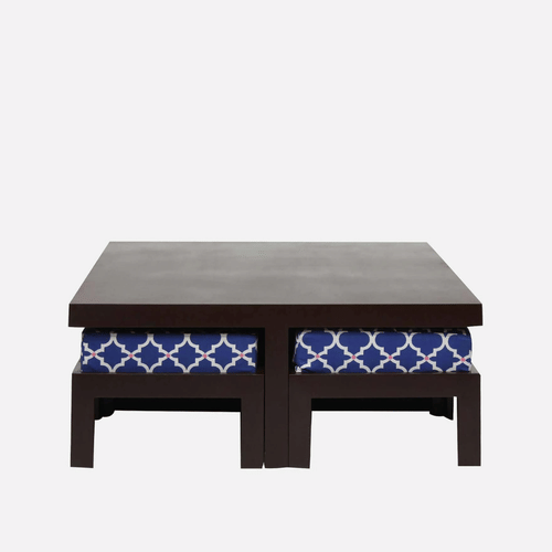 Nesting Coffee Table Set With 4 Stools