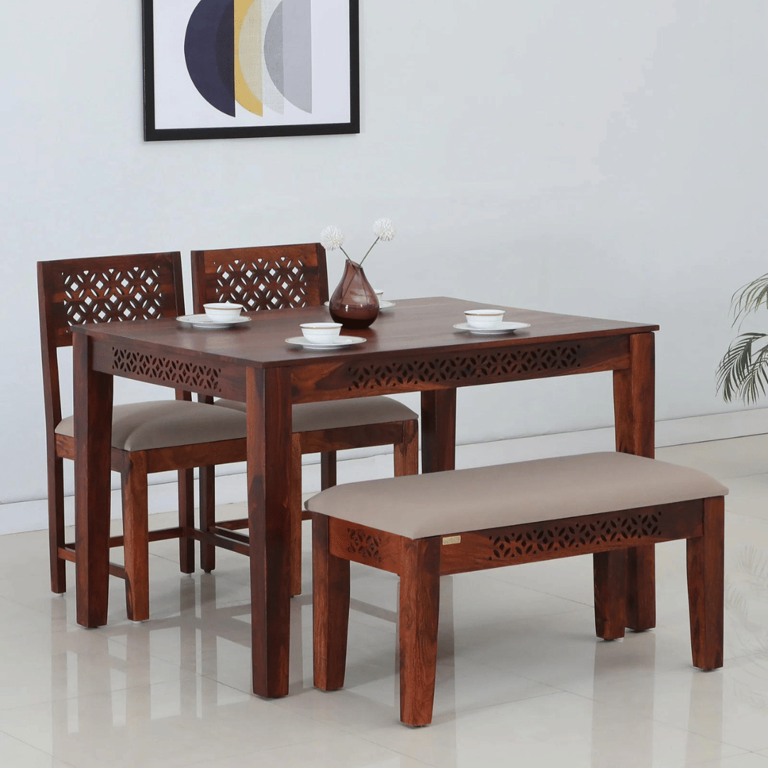 4 Seater Dining Set In Honey Oak Finish - photo