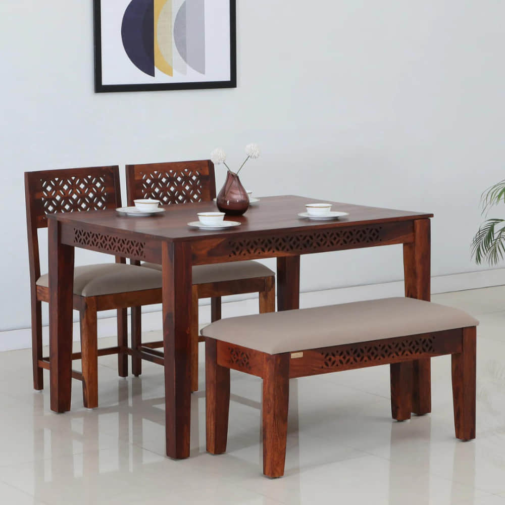 4 Seater Dining Set In Honey Oak Finish - photo