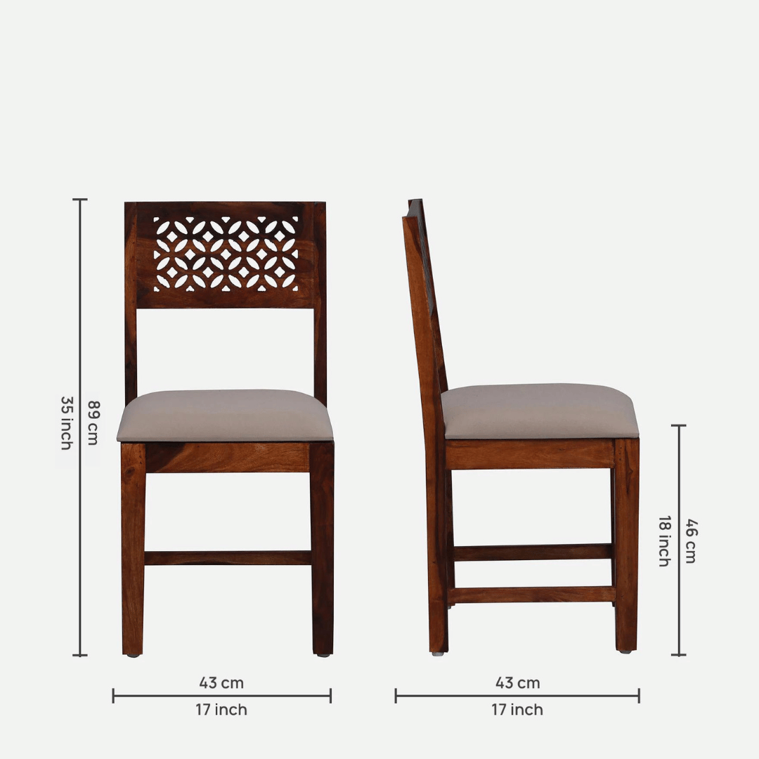 4 Seater Dining Set In Honey Oak Finish - rear_view