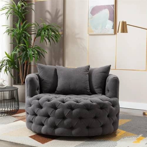 Damis Upholstered Swivel Barrel Chair