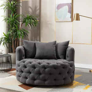 Damis Upholstered Swivel Barrel Chair - photo