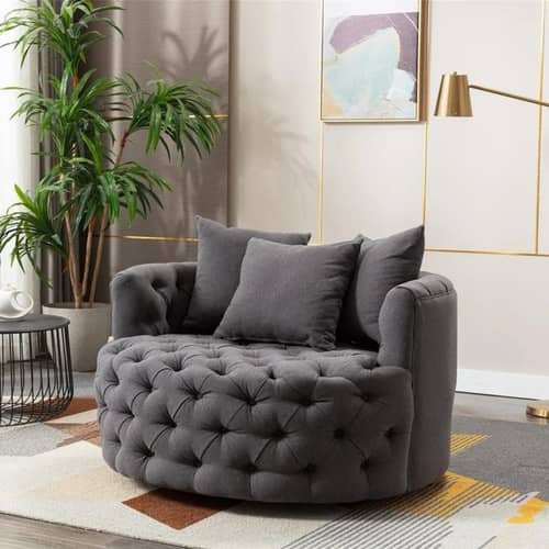 Damis Upholstered Swivel Barrel Chair