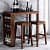 Wooden Two Seater Bar Table & Chairs Set - photo