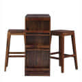 Wooden Two Seater Bar Table & Chairs Set - front_view