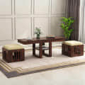 Solidwood Coffee Table With 2 Stool - front_view