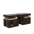 Solidwood Coffee Table With 2 Stool - rear_view