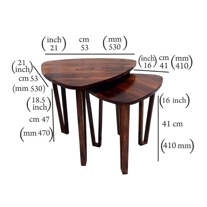 Barcelona Solid Sheesham Wood Nesting Table for Living Room