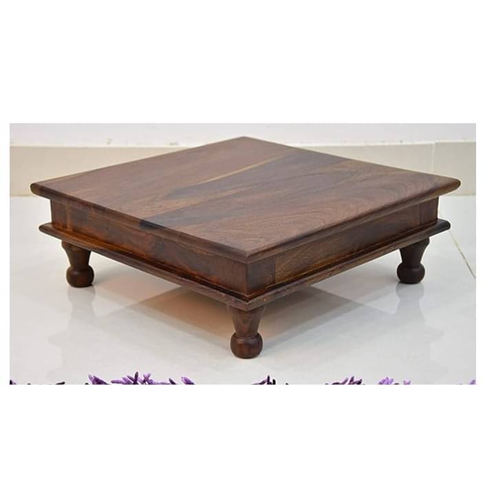 Solid Sheesham Wood Pooja Chowki For Home & Office