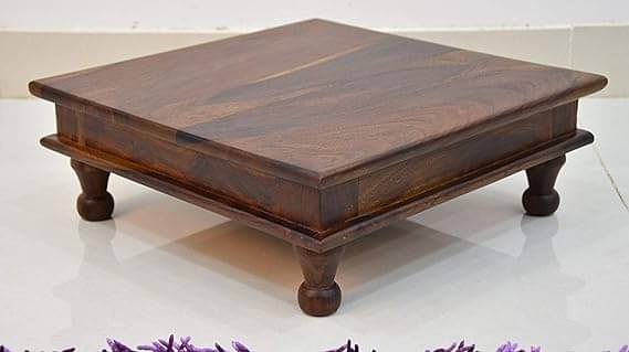 Solid Sheesham Wood Pooja Chowki For Home & Office