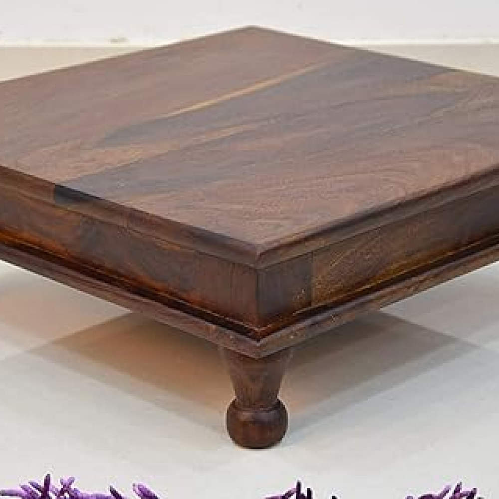 Solid Sheesham Wood Pooja Chowki For Home & Office - photo
