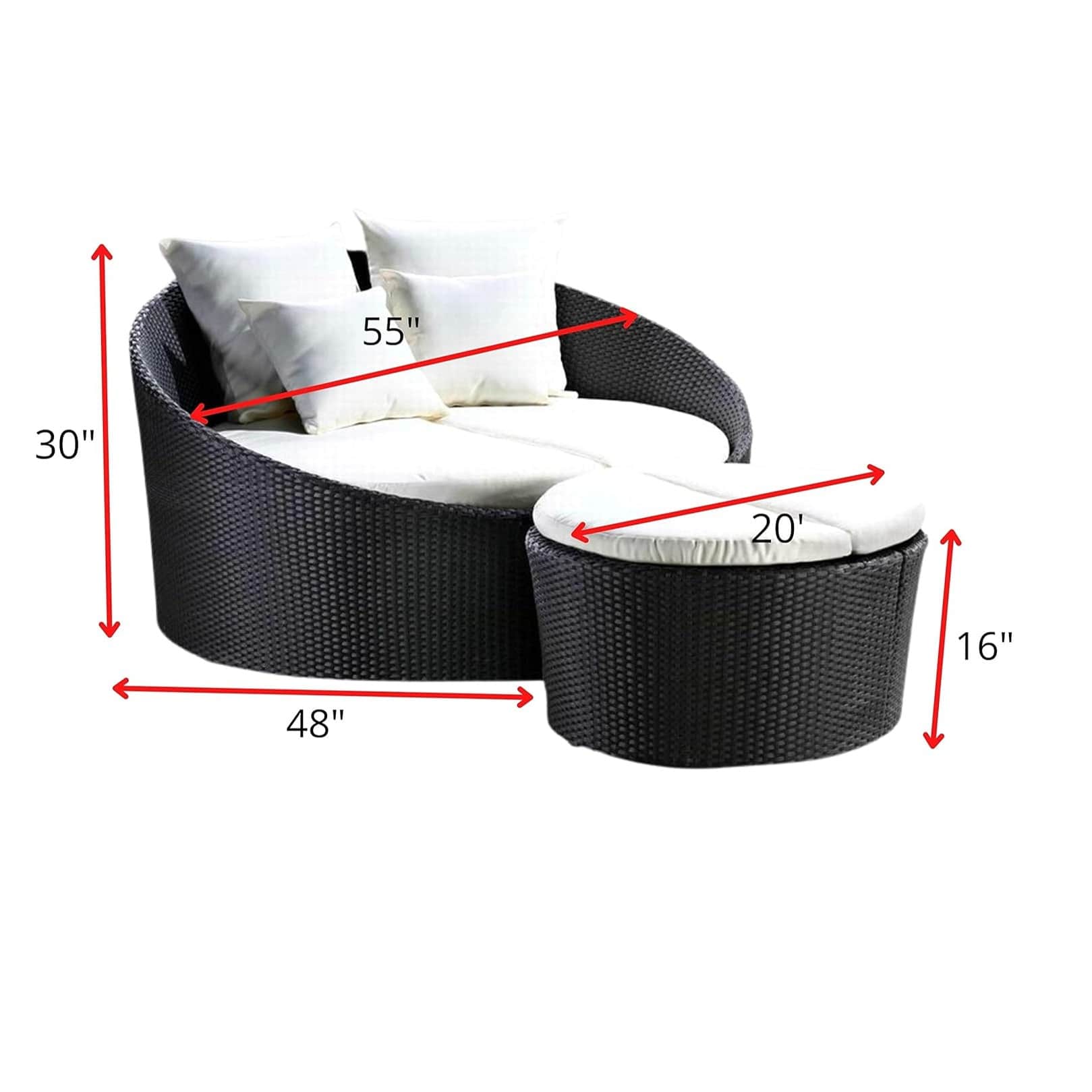 Damask Round Sofa Daybed Set - top_view