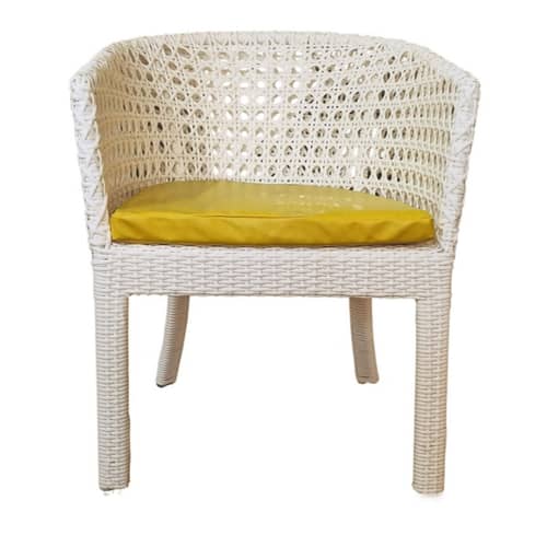 Orleans 4+1 Chair Set  Furniture Wicker Waving with Cushions In Yellow Colour