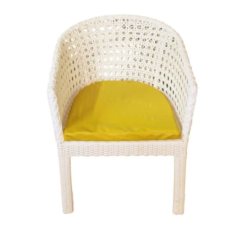 Orleans 4+1 Chair Set  Furniture Wicker Waving with Cushions In Yellow Colour - top_view