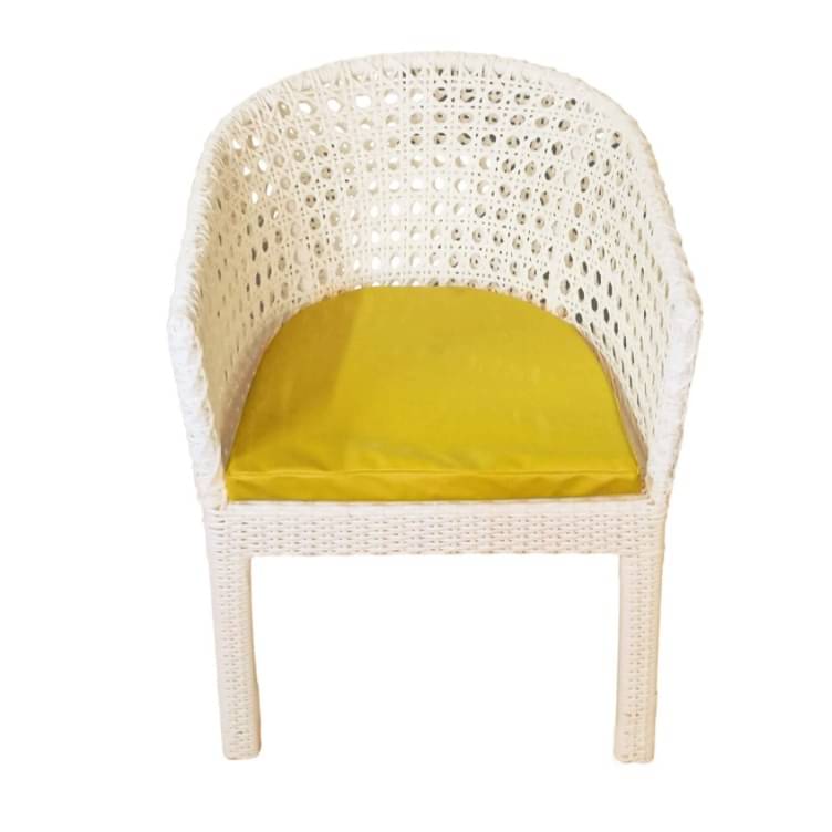 Orleans 4+1 Chair Set  Furniture Wicker Waving with Cushions In Yellow Colour