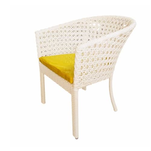 Orleans 4+1 Chair Set  Furniture Wicker Waving with Cushions In Yellow Colour