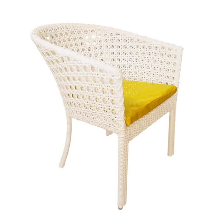 Orleans 4+1 Chair Set  Furniture Wicker Waving with Cushions In Yellow Colour - right_view