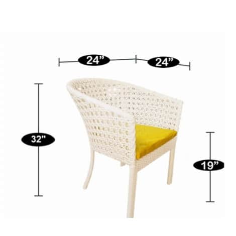 Orleans 4+1 Chair Set  Furniture Wicker Waving with Cushions In Yellow Colour - bottom_view