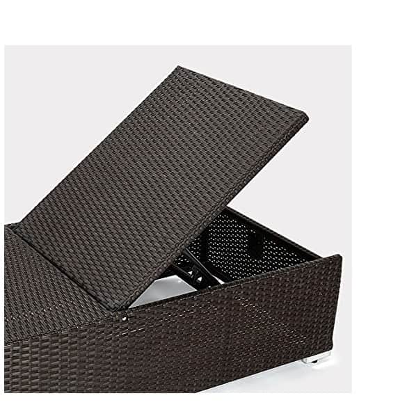 Outdoor Rattan Wicker Sun Lounger Recliner Chair (Dark Brown) - top_view