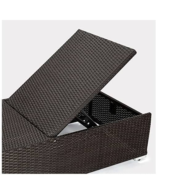 Outdoor Rattan Wicker Sun Lounger Recliner Chair (Dark Brown)