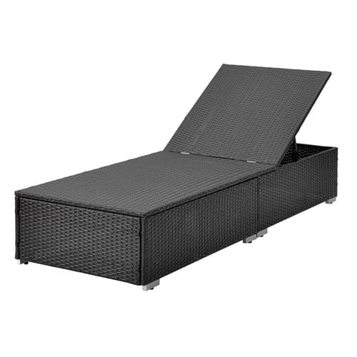 Outdoor Rattan Wicker Sun Lounger Recliner Chair (Dark Brown)