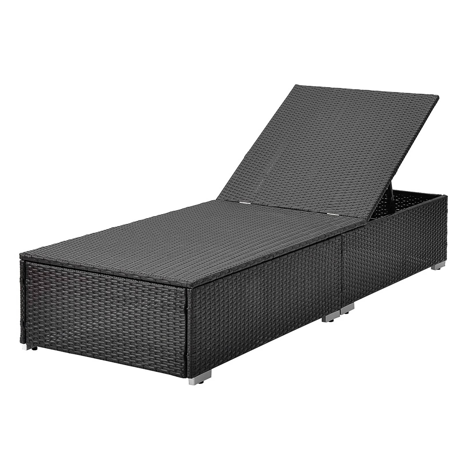 Outdoor Rattan Wicker Sun Lounger Recliner Chair (Dark Brown)