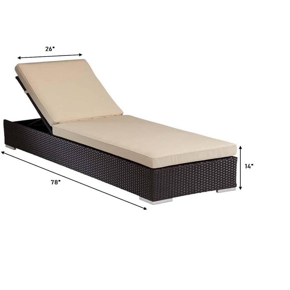 Outdoor Rattan Wicker Sun Lounger Recliner Chair (Dark Brown)