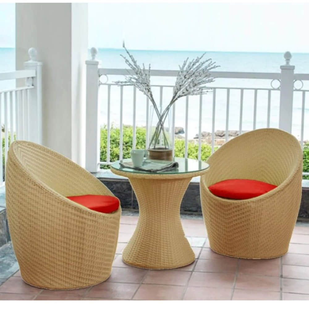 Wicker chair set I outdoor Furniture Wicker Waving with Cushions - photo