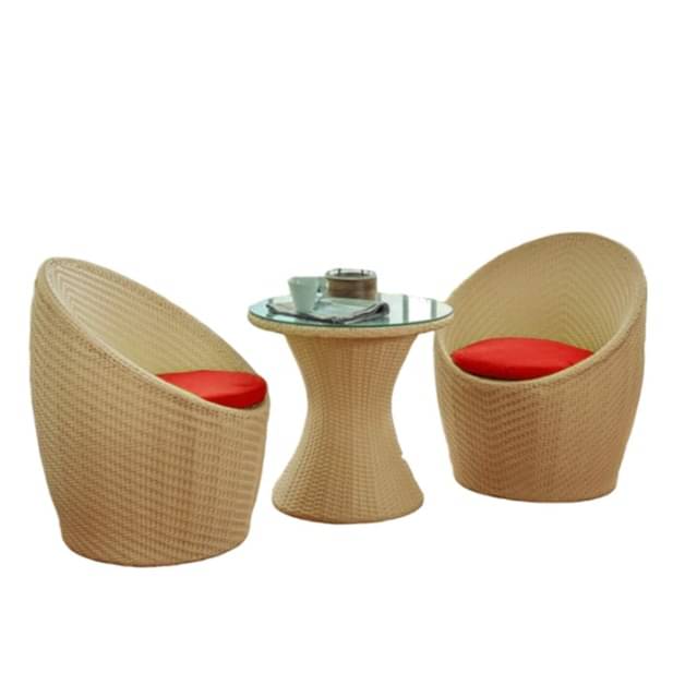 Wicker chair set I outdoor Furniture Wicker Waving with Cushions