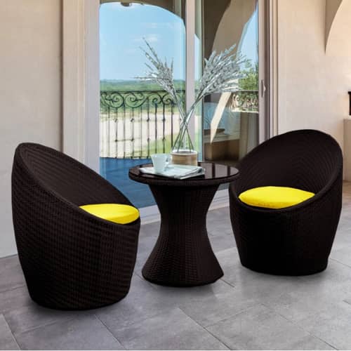 Wicker apple chair set outdoor Furniture Wicker Waving  with Cushions
