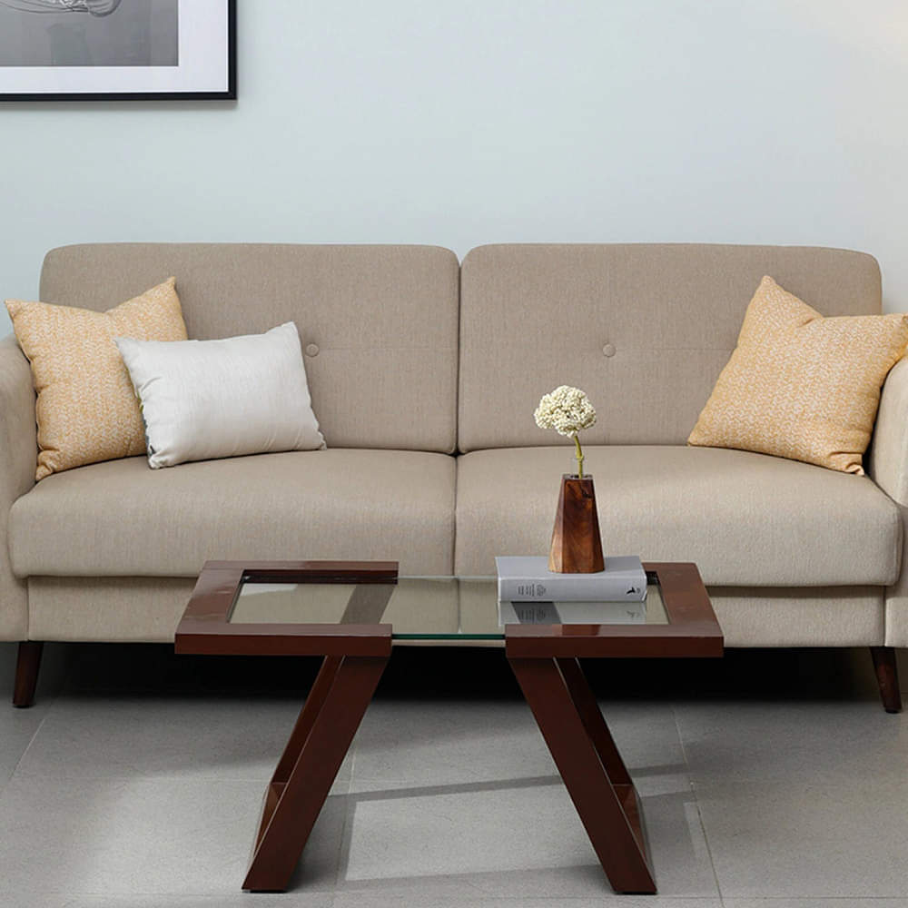 Hugo Optic Glass Coffee Table in Teak Wood - photo